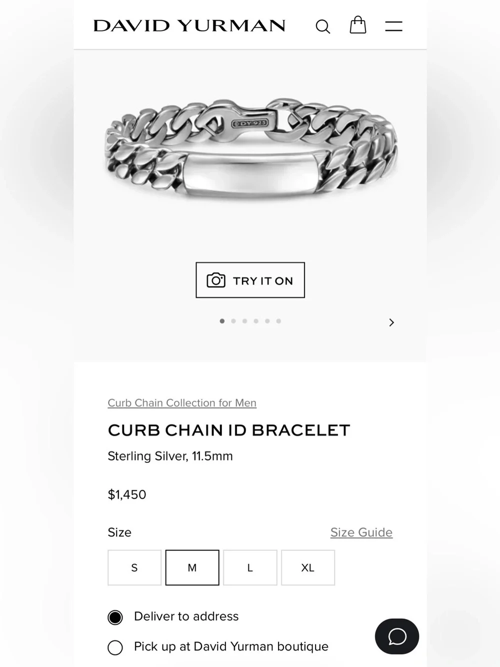 David Yurman Curb Chain ID Bracelet – Sterling Silver 11.5mm (Size M)